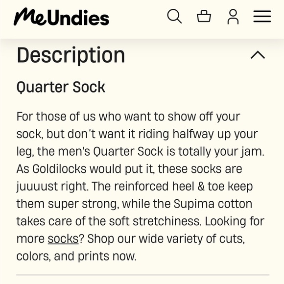 NIP MeUndies Supima Cotton Quarter Socks - Medium in Wiener Takes All. - Picture 4 of 7